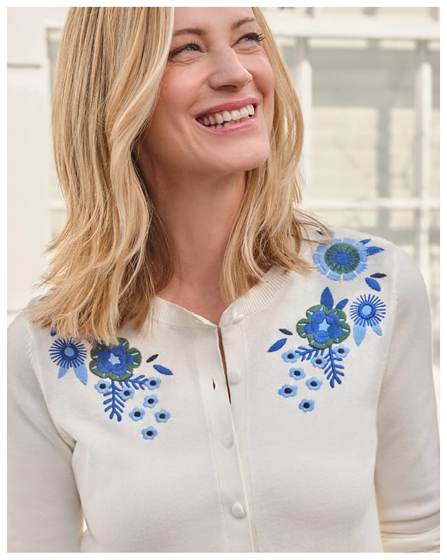 Embroidered Flower Cardigan