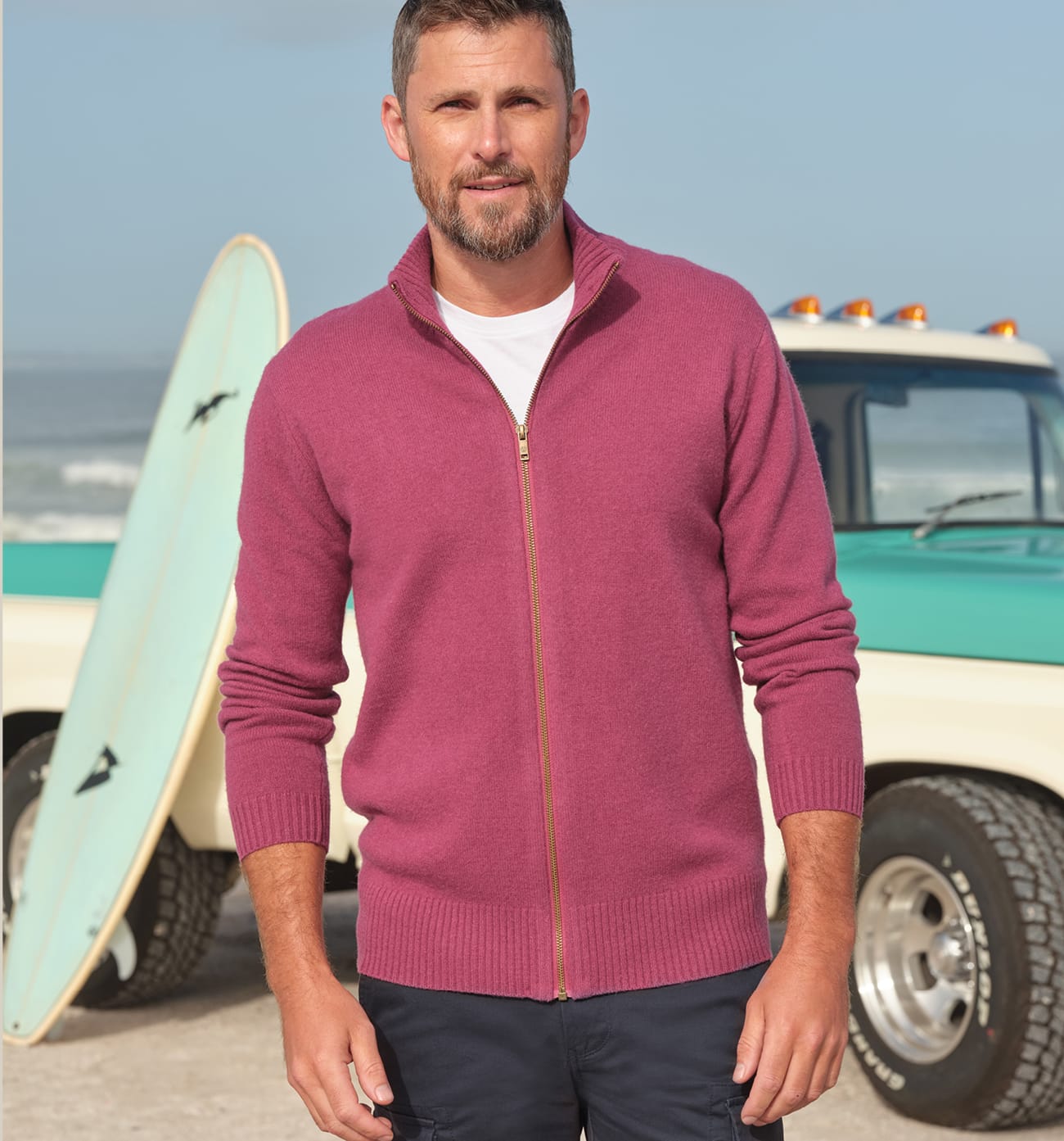 Mens Lambswool Lincoln Zipper Cardigan