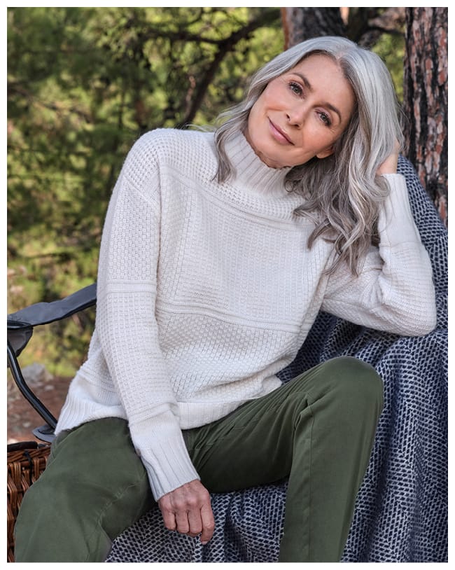 Waffle Stitch Textured Turtle Neck Sweater