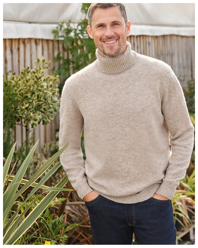 Mens Lambswool Turtle Neck Sweater