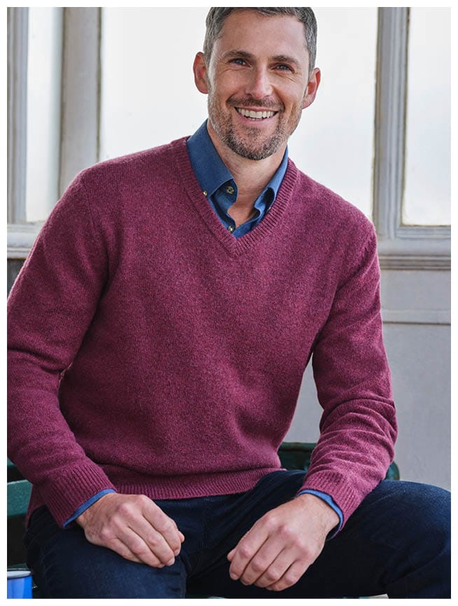 Mens Lambswool V Neck Sweater