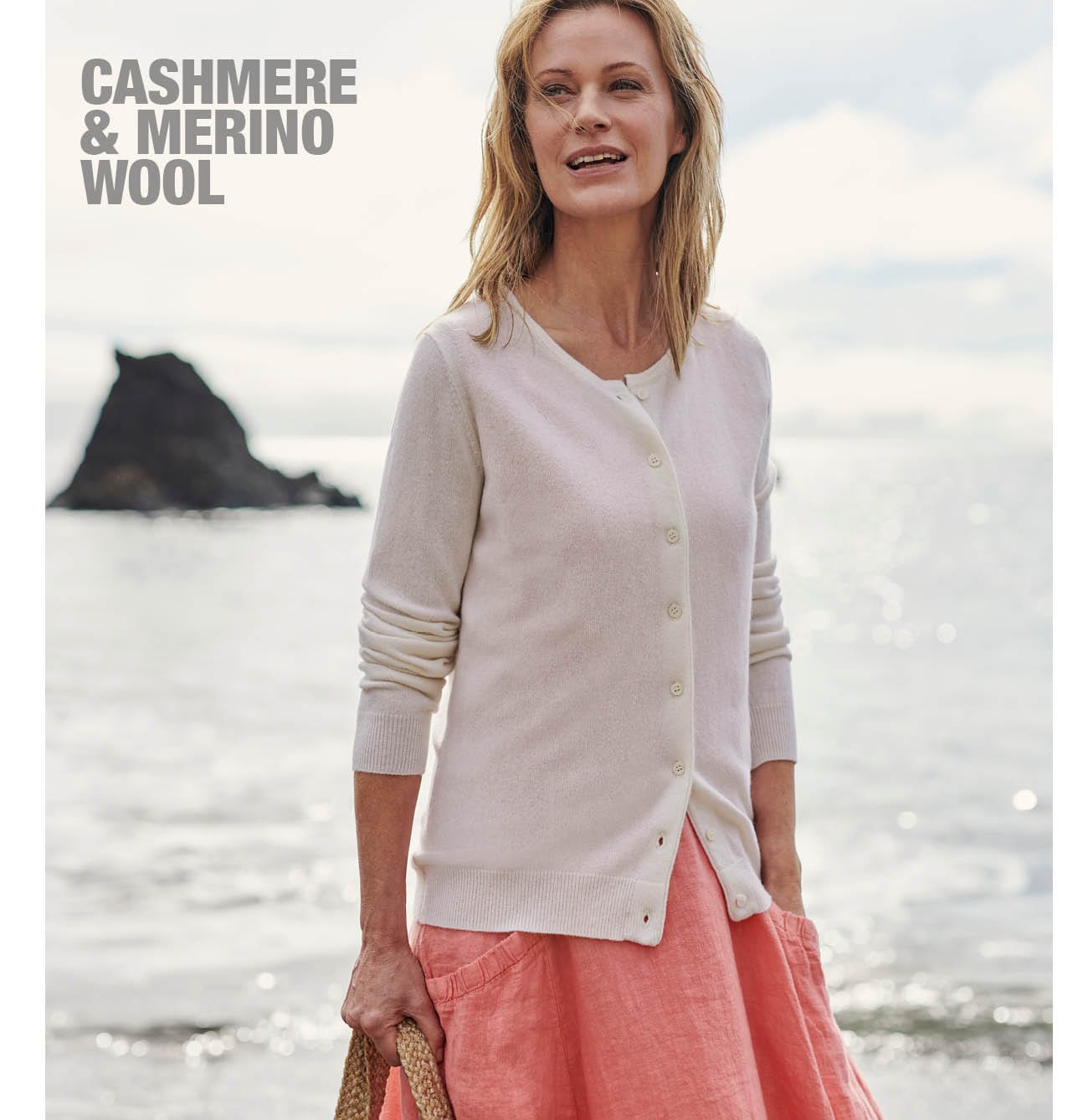 Cashmere Merino Crew Neck Cardigan