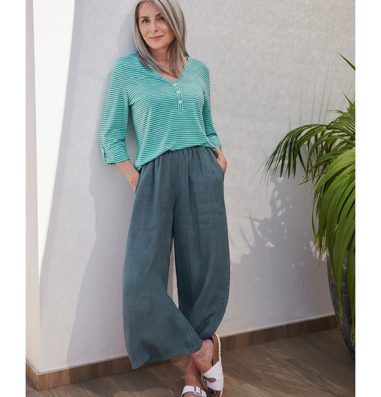 Elasticated Waist Linen Culottes