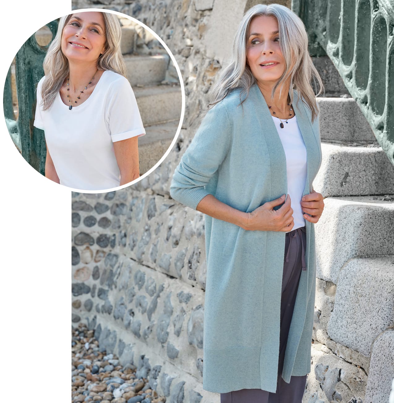 Cashmere and Merino Open Long Cardigan