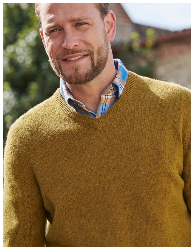 Mens Lambswool V Neck Sweater