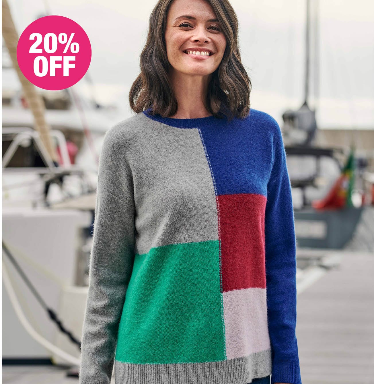 Multi Square Colour Block Sweater