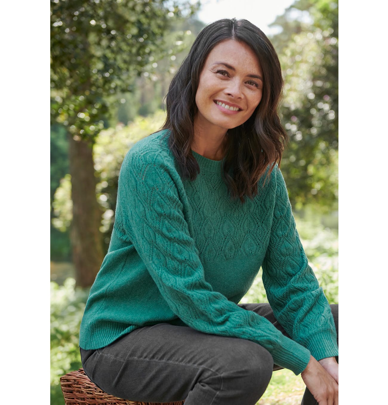 Merino Wool Leaf Pointelle Sweater