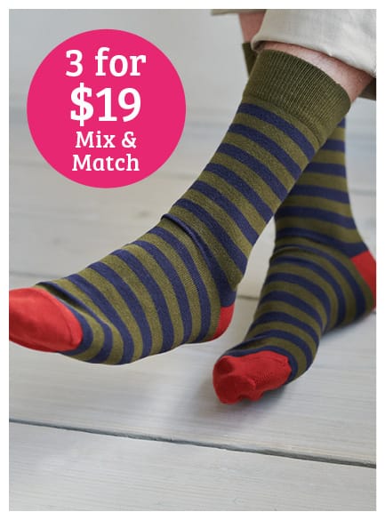 Mens Chunky Stripe Bamboo Sock