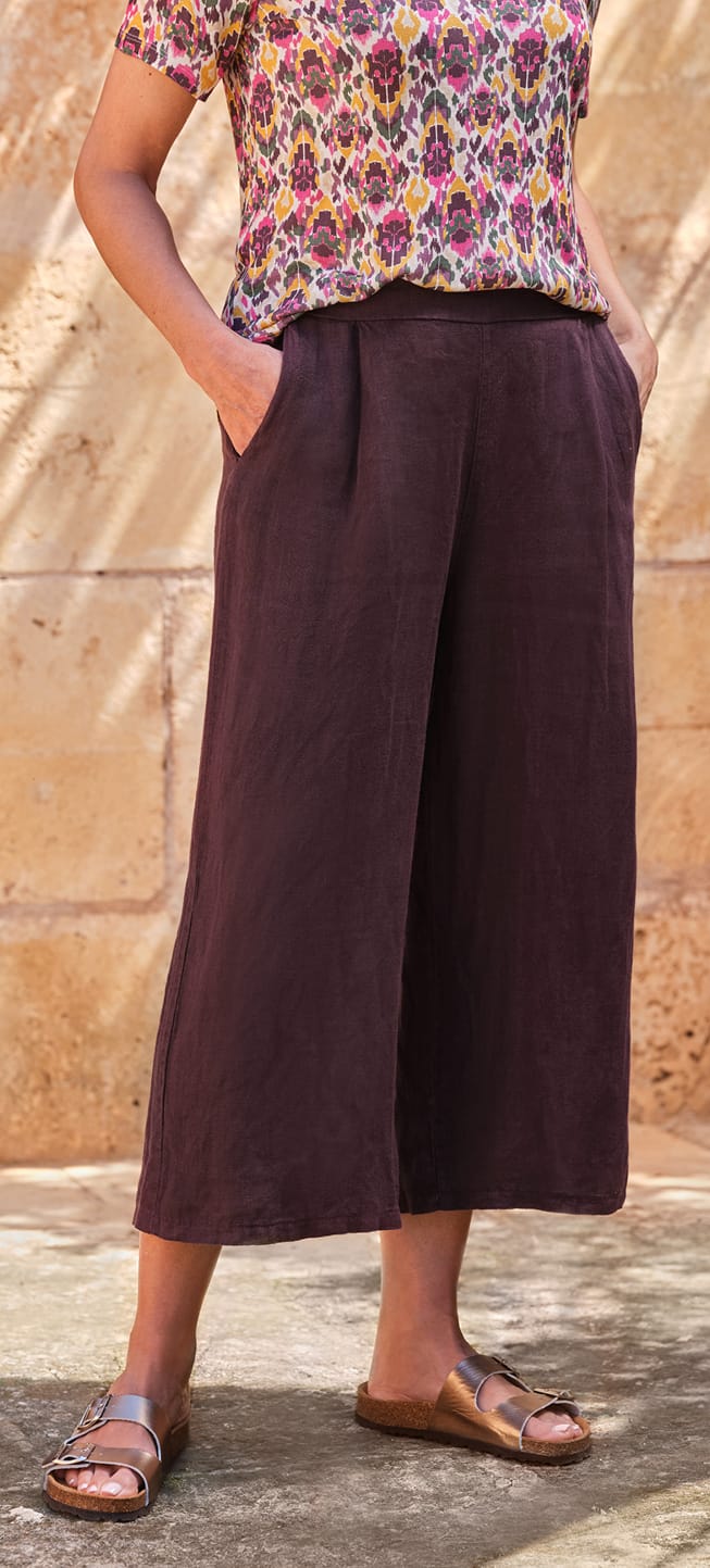 Linen Flat Front Culottes