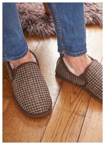 Mens Tweed Full Slippers