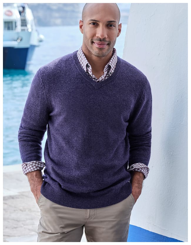 Mens Lambswool V Neck Sweater