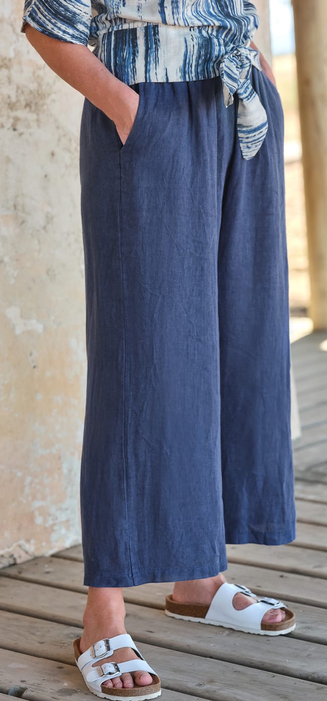 Elasticated Waist Linen Culottes