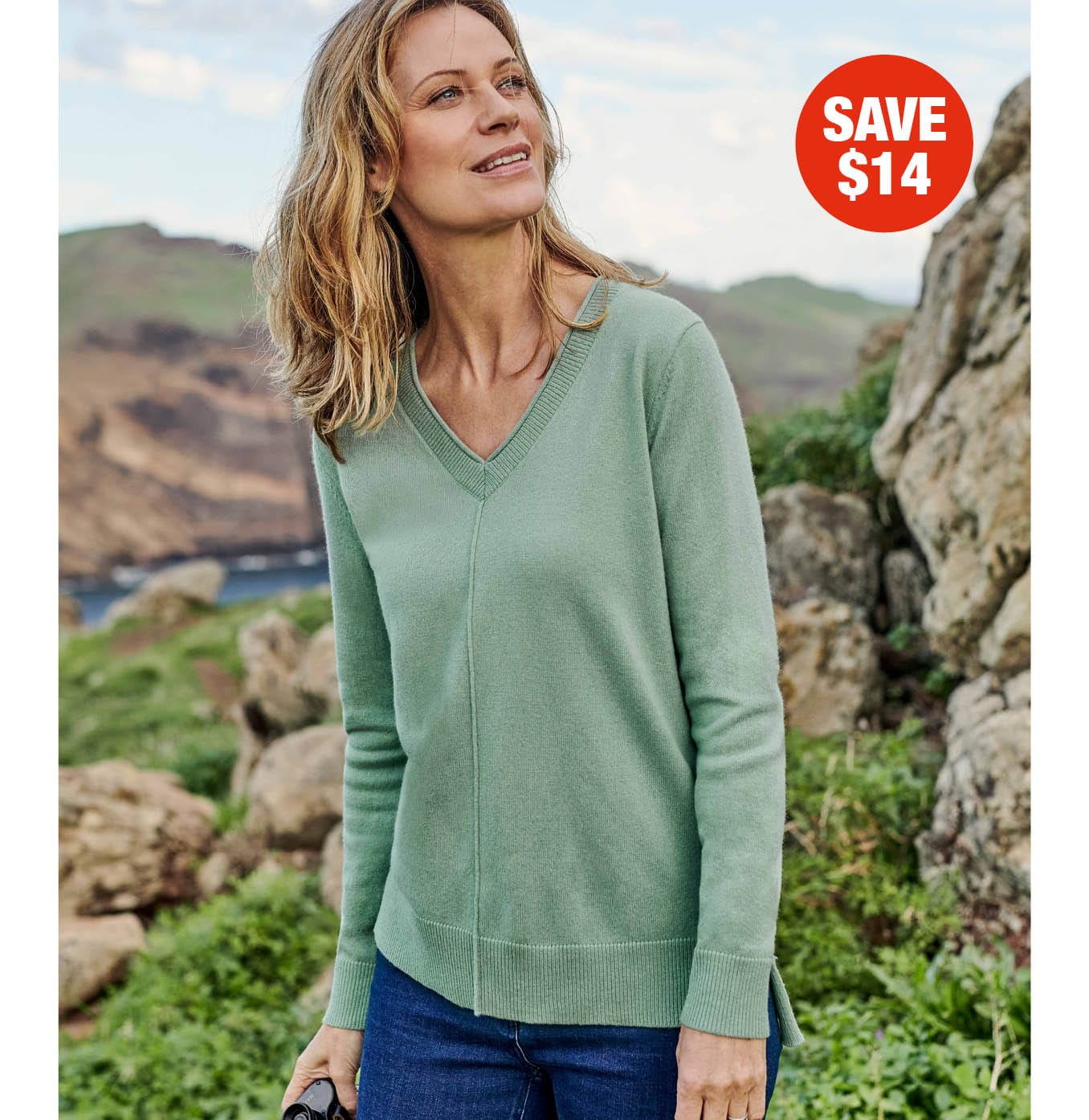 V Neck Sweater with Centre Front Seam Detail