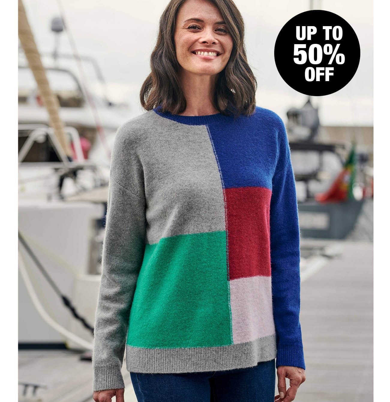 Multi Square Colour Block Sweater