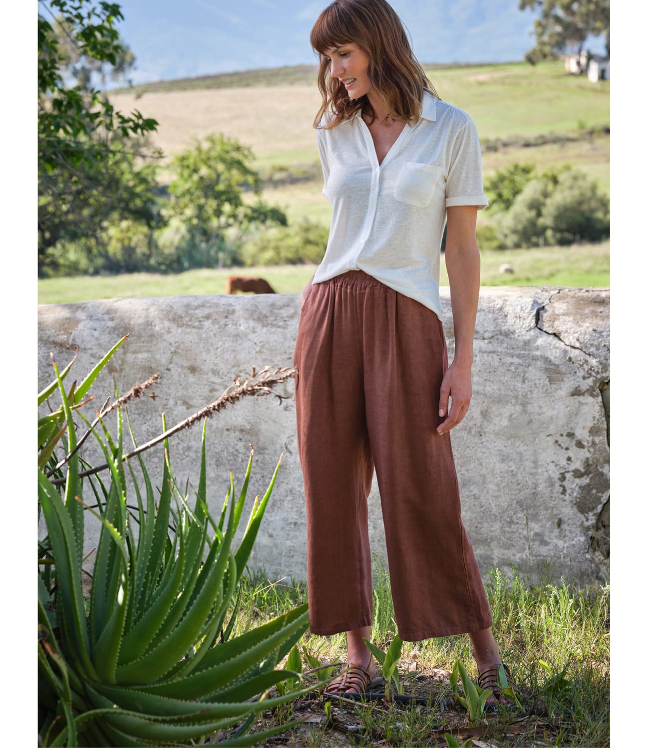 Elasticated Waist Linen Culottes