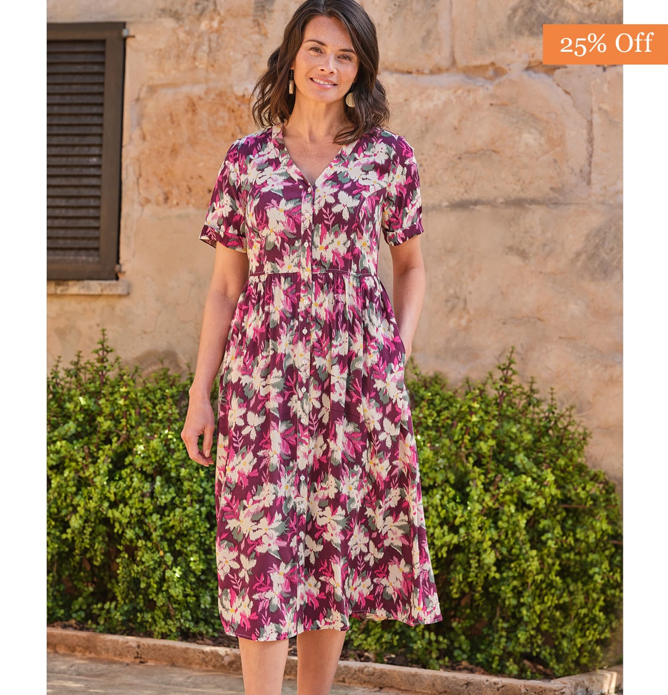 Viscose Button Through Dress