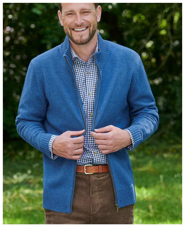 Mens Lambswool Lincoln Zipper Cardigan