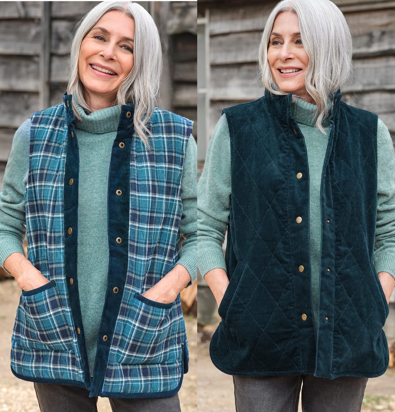 Soft Quilted Reversible Cord Vest