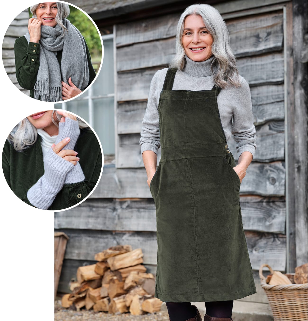 Cord Pinafore Dress