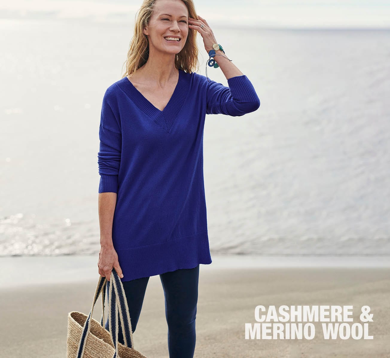 Cashmere Merino Deep V Neck Tunic