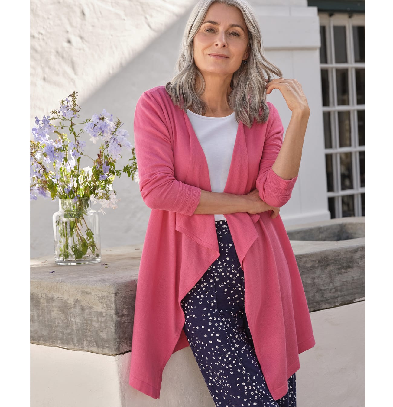 Linen Blend Waterfall Cardigan