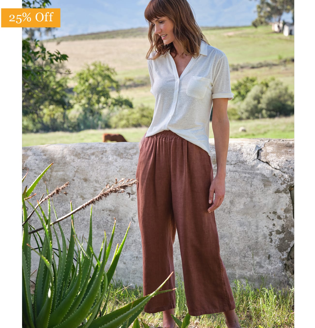 Elasticated Waist Linen Culottes