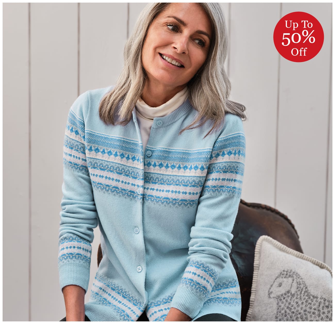 Fairisle Crew Neck Cardigan