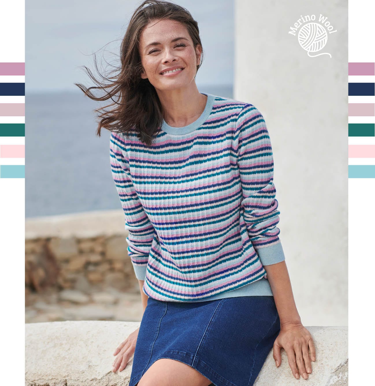 Merino Wool Textured Stripe Sweater