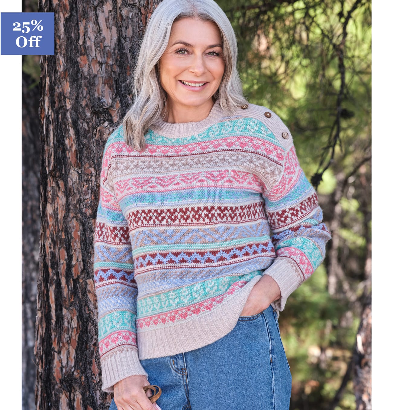 Garter Stitch Textured Stripe Sweater