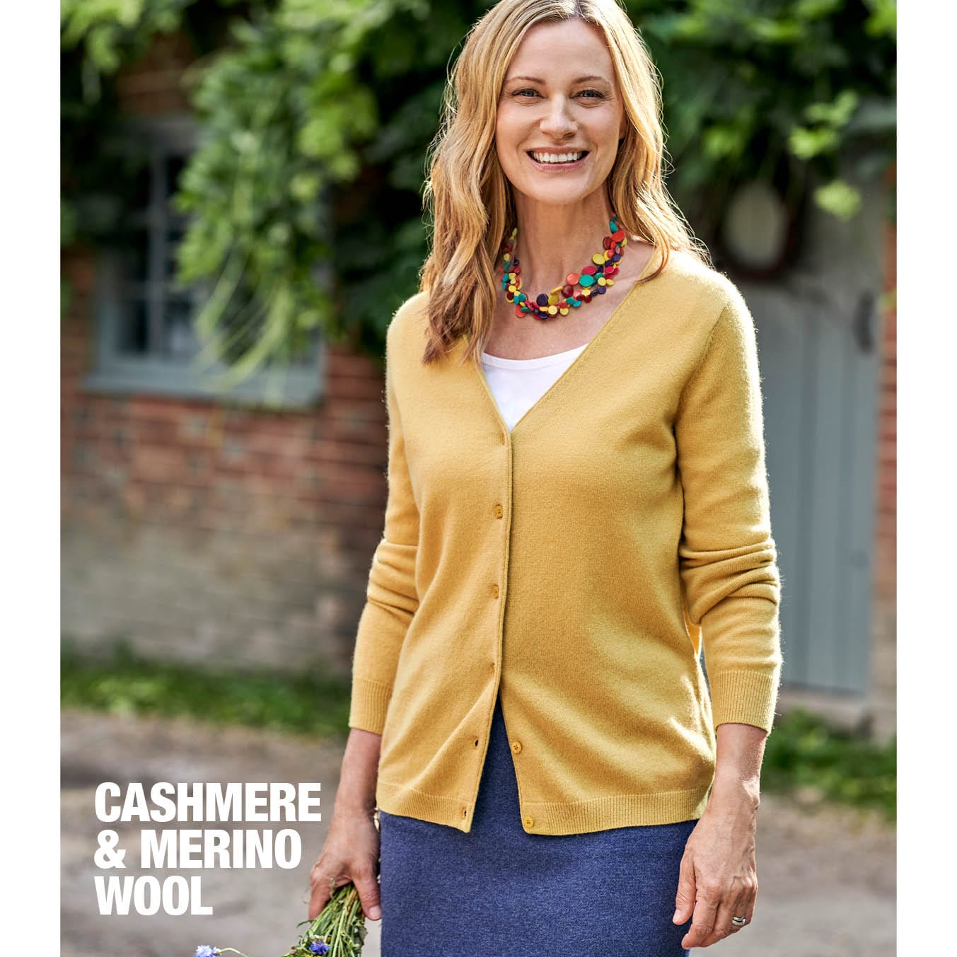 Cashmere Merino Classic V Neck Cardigan