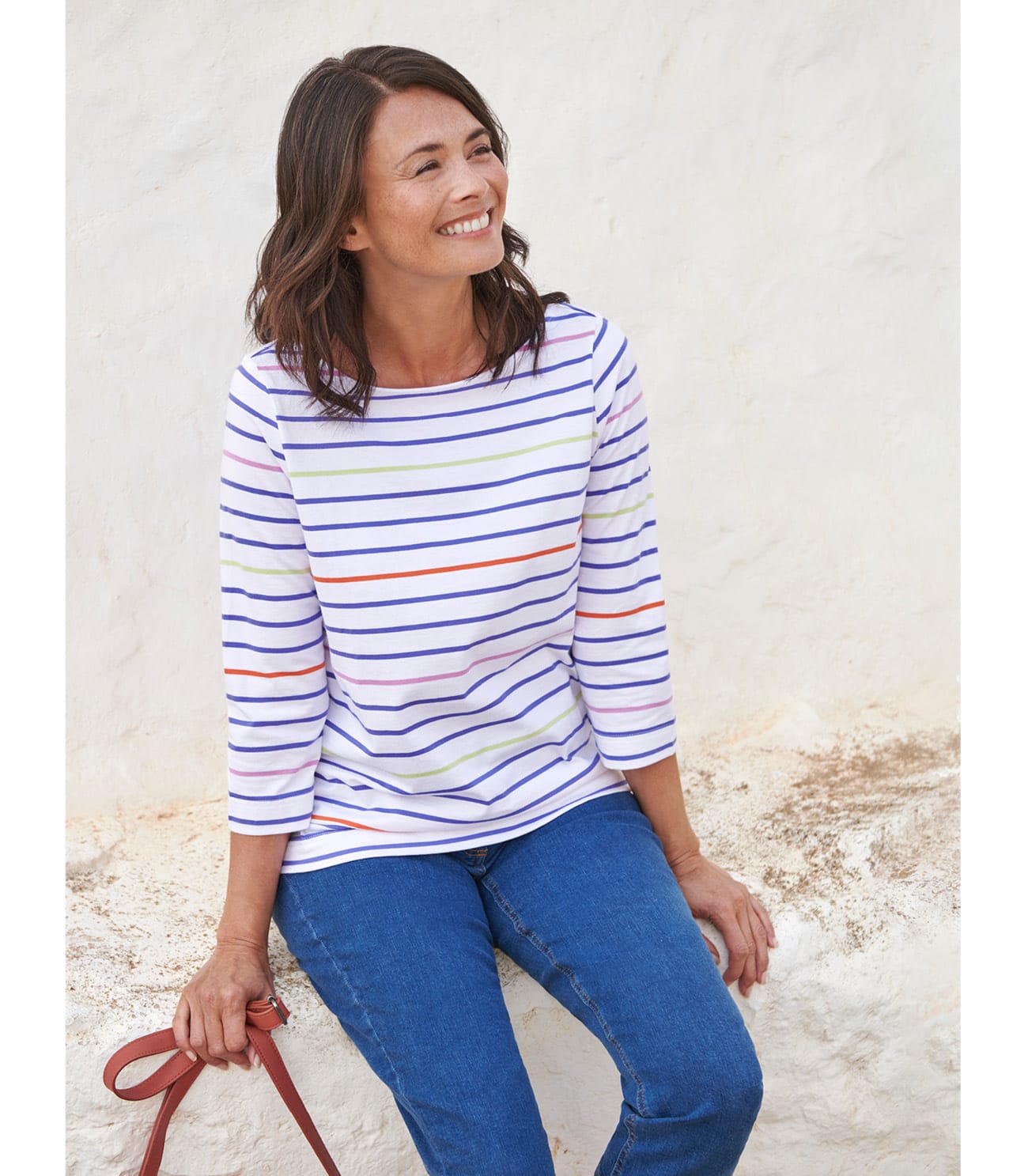 Organic Cotton Boat Neck 3/4 Sleeve Top