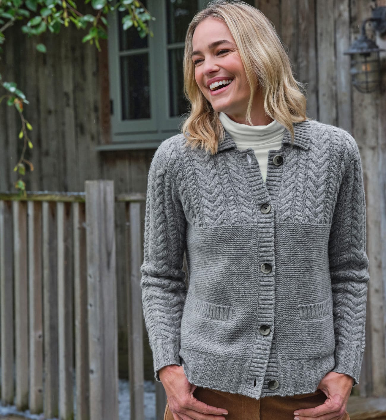 Moss Stitch Collared Cardigan