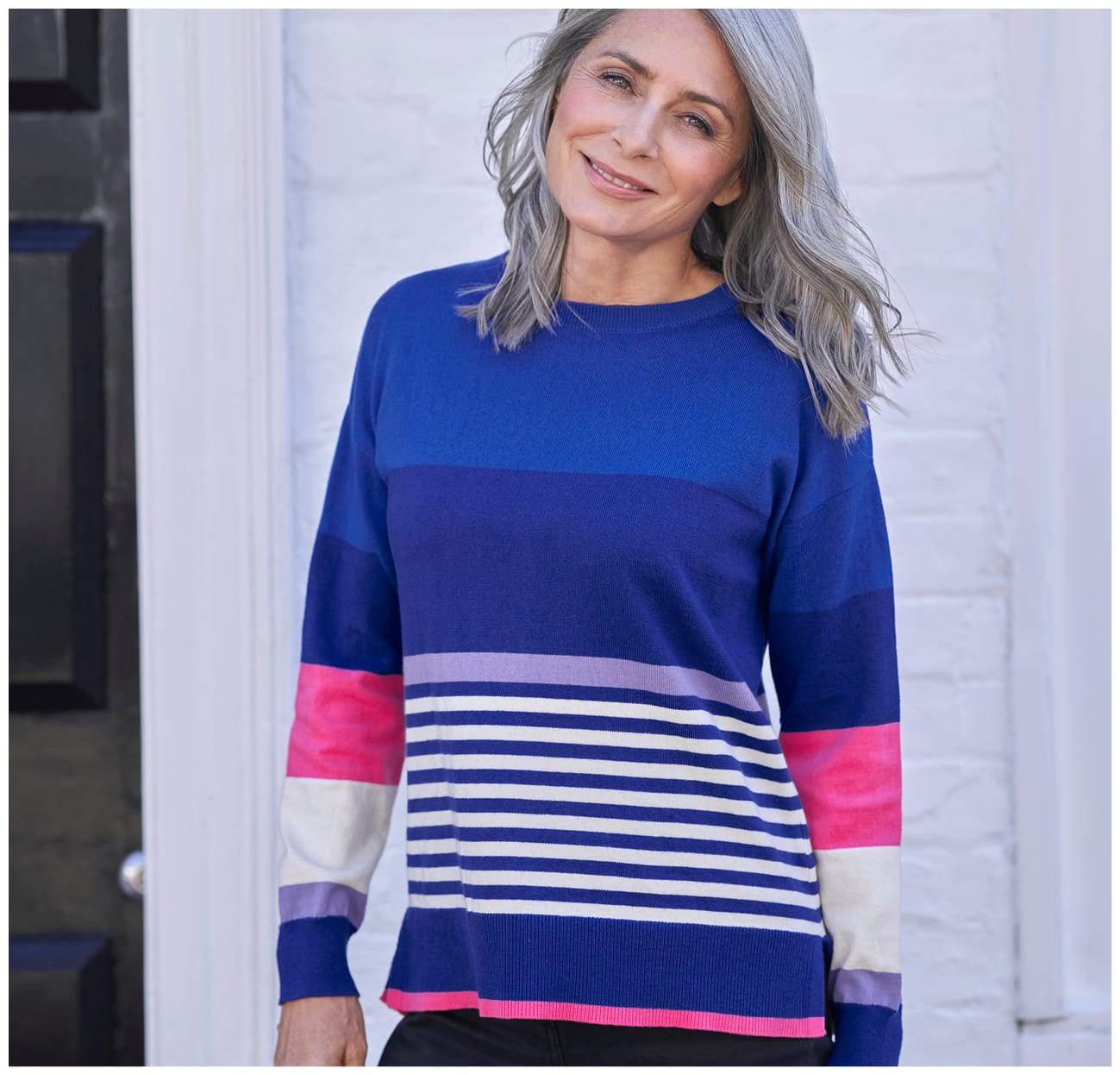 Color Block And Stripe Sweater