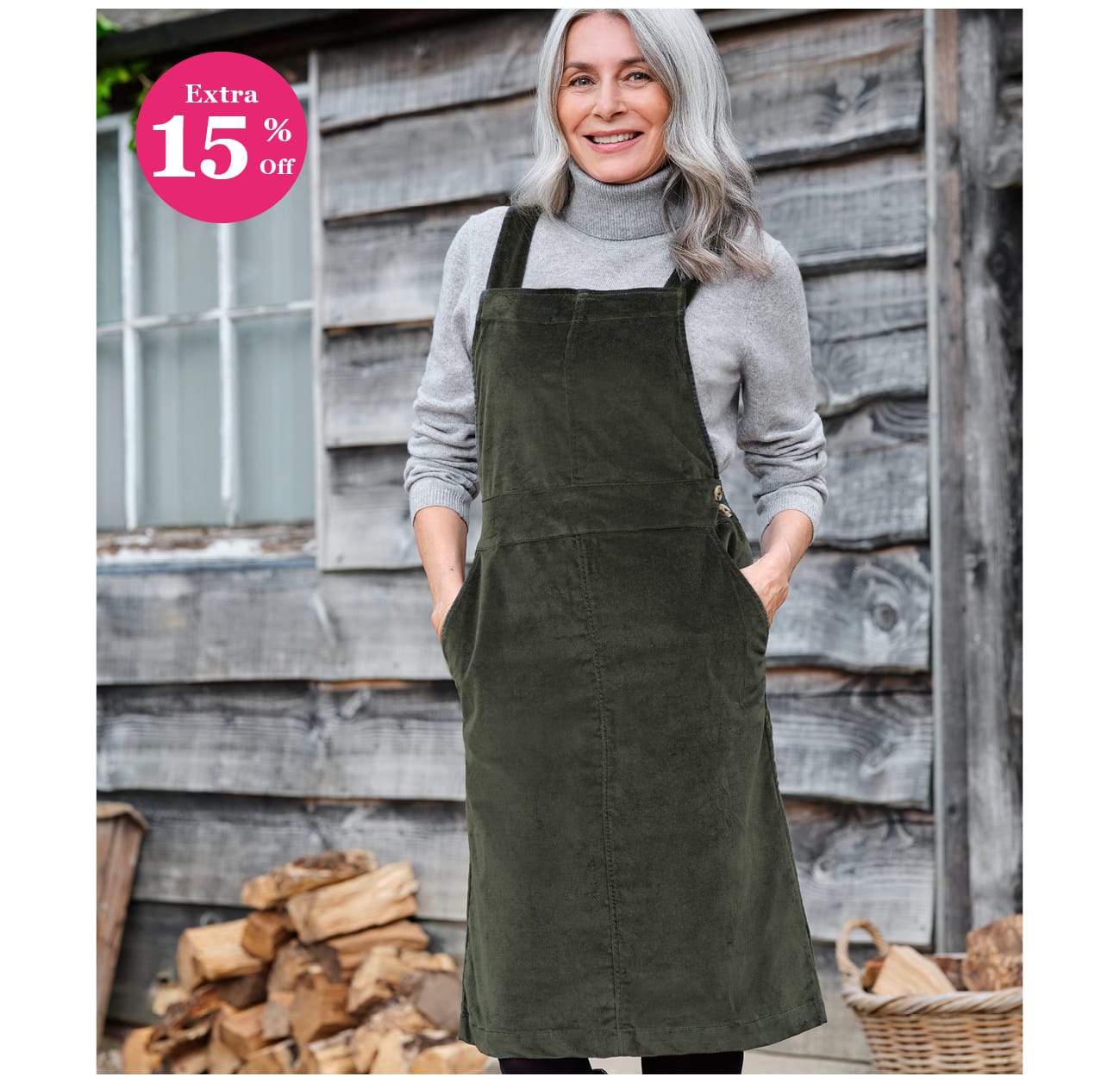 Cord Pinafore Dress