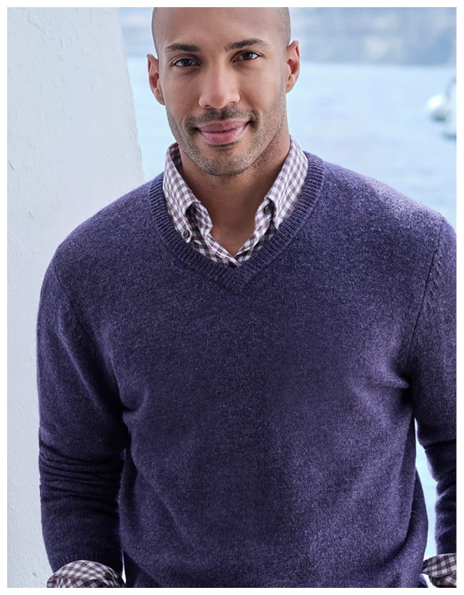 Mens Lambswool V Neck Sweater