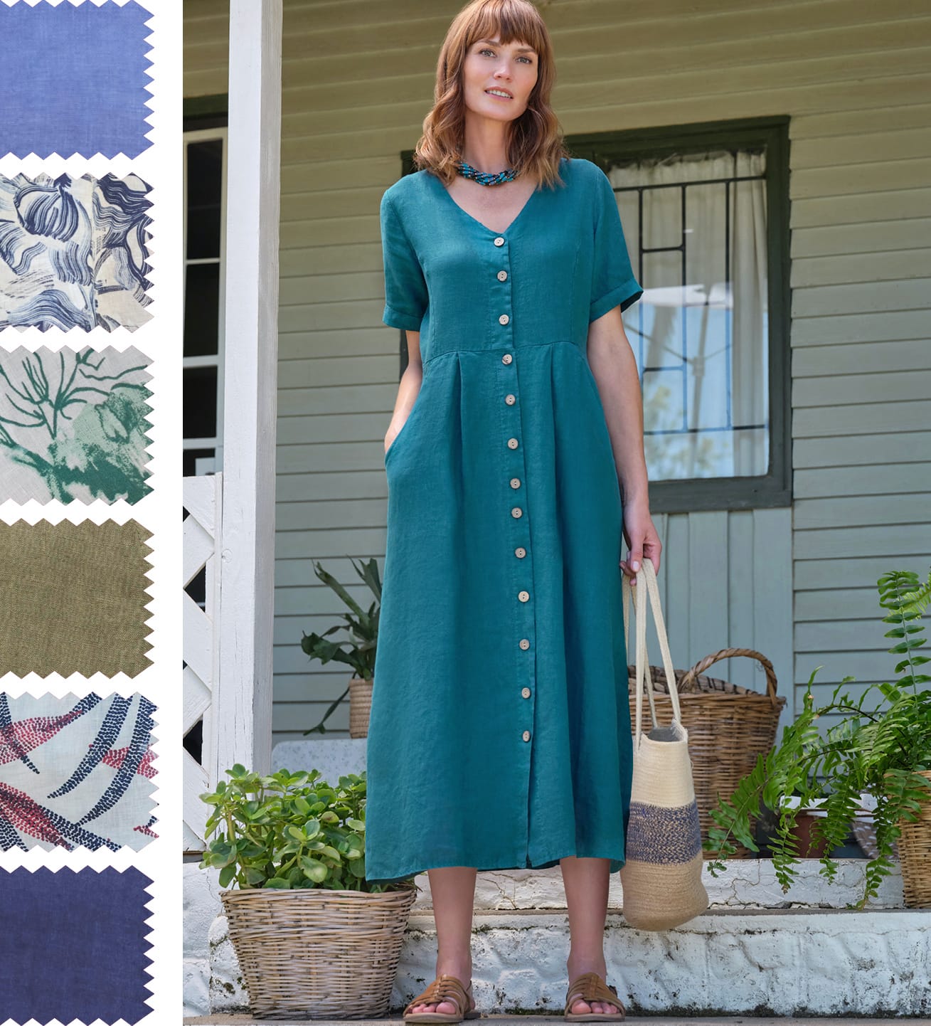 Button Through Linen Dress