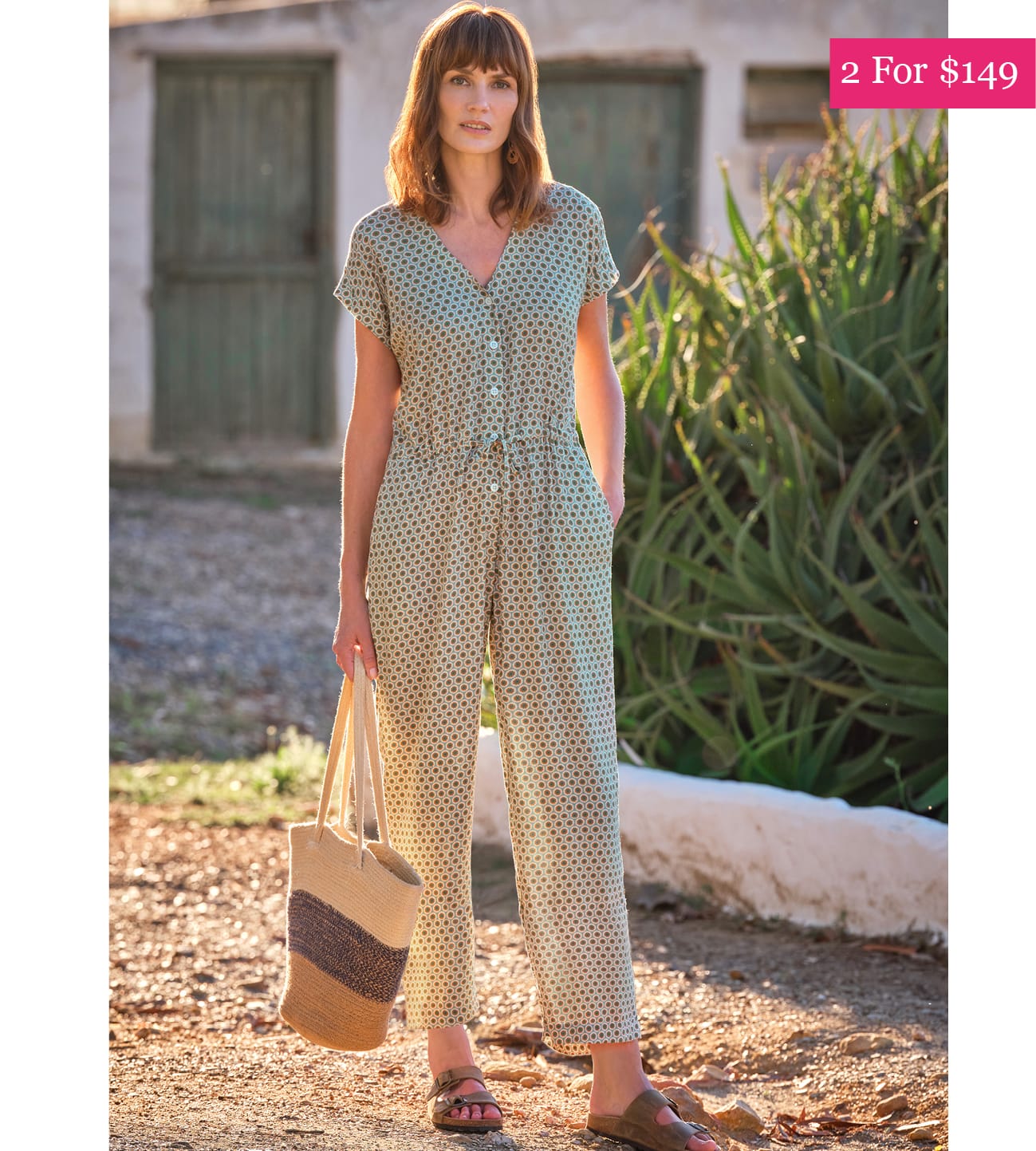 Printed Viscose Tie Waist Jumpsuit