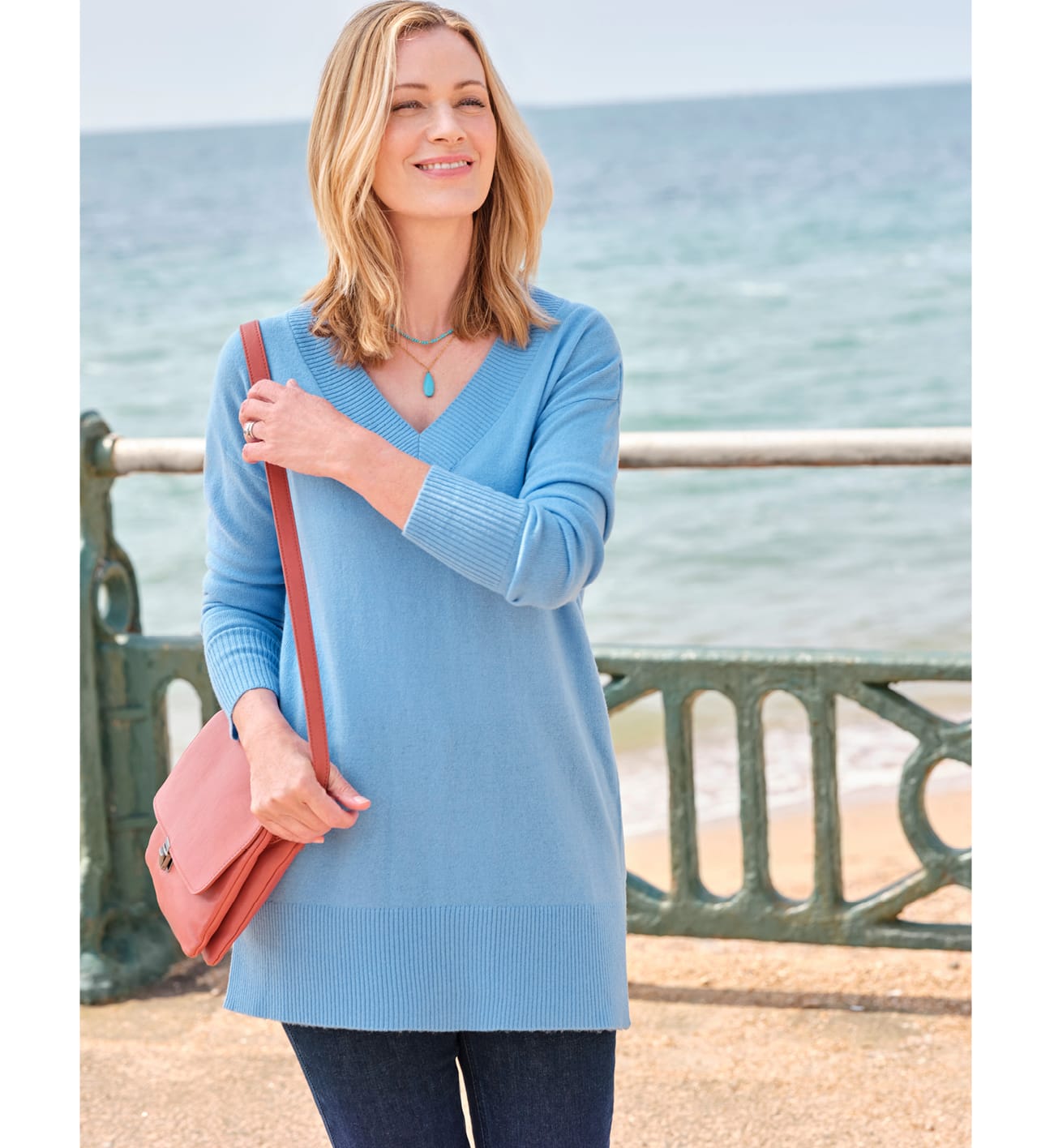 Cashmere Merino Deep V Neck Tunic