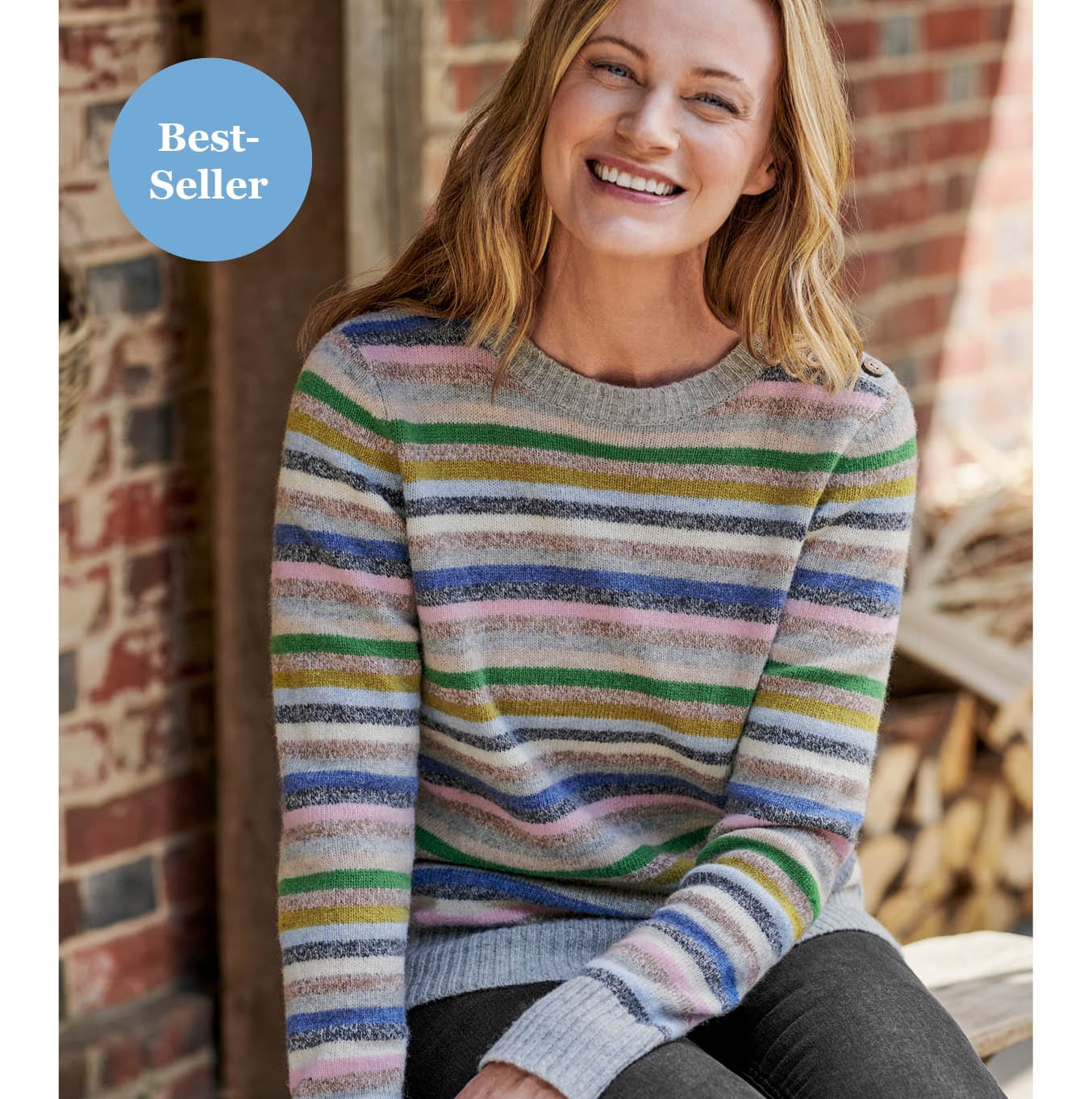 Side Button Marl Stripe Jumper