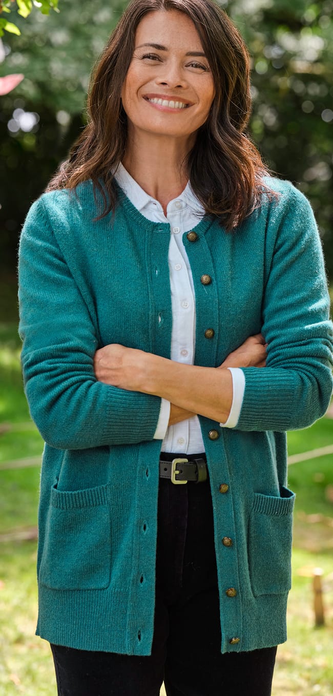 Lambswool Ladies Crew Neck Cardigan