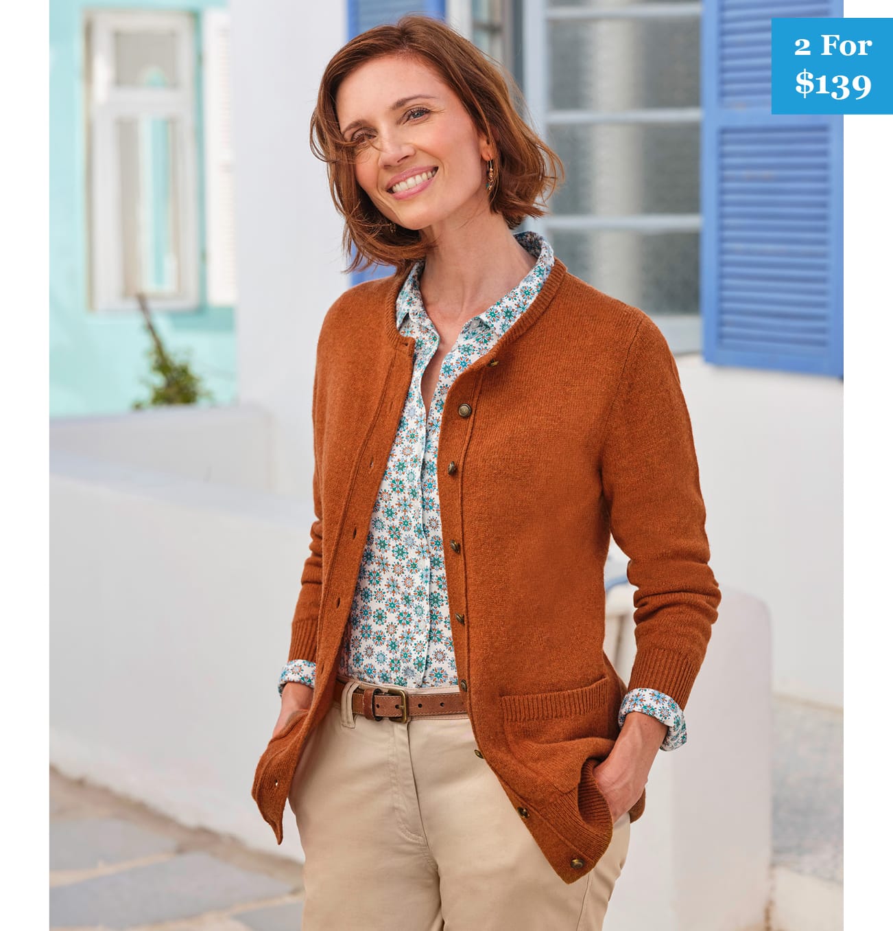 Lambswool Ladies Crew Neck Cardigan