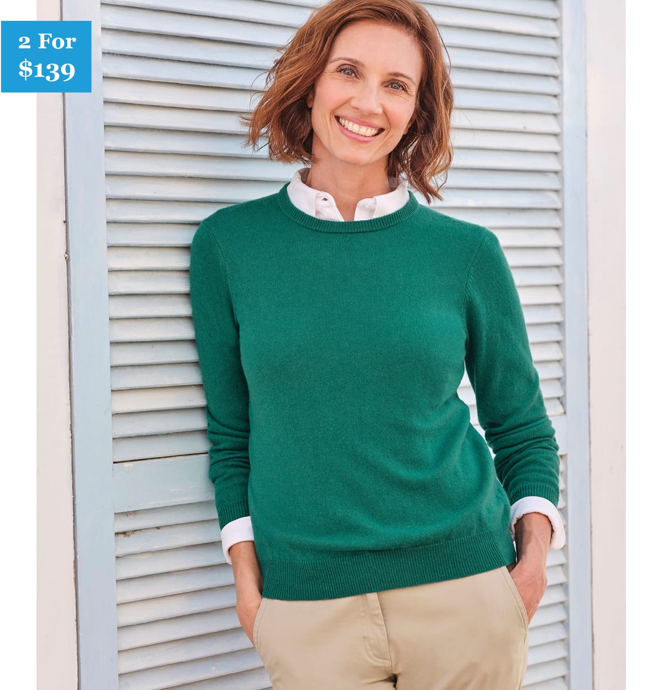 Cashmere and Merino Crew Neck Knitted Sweater
