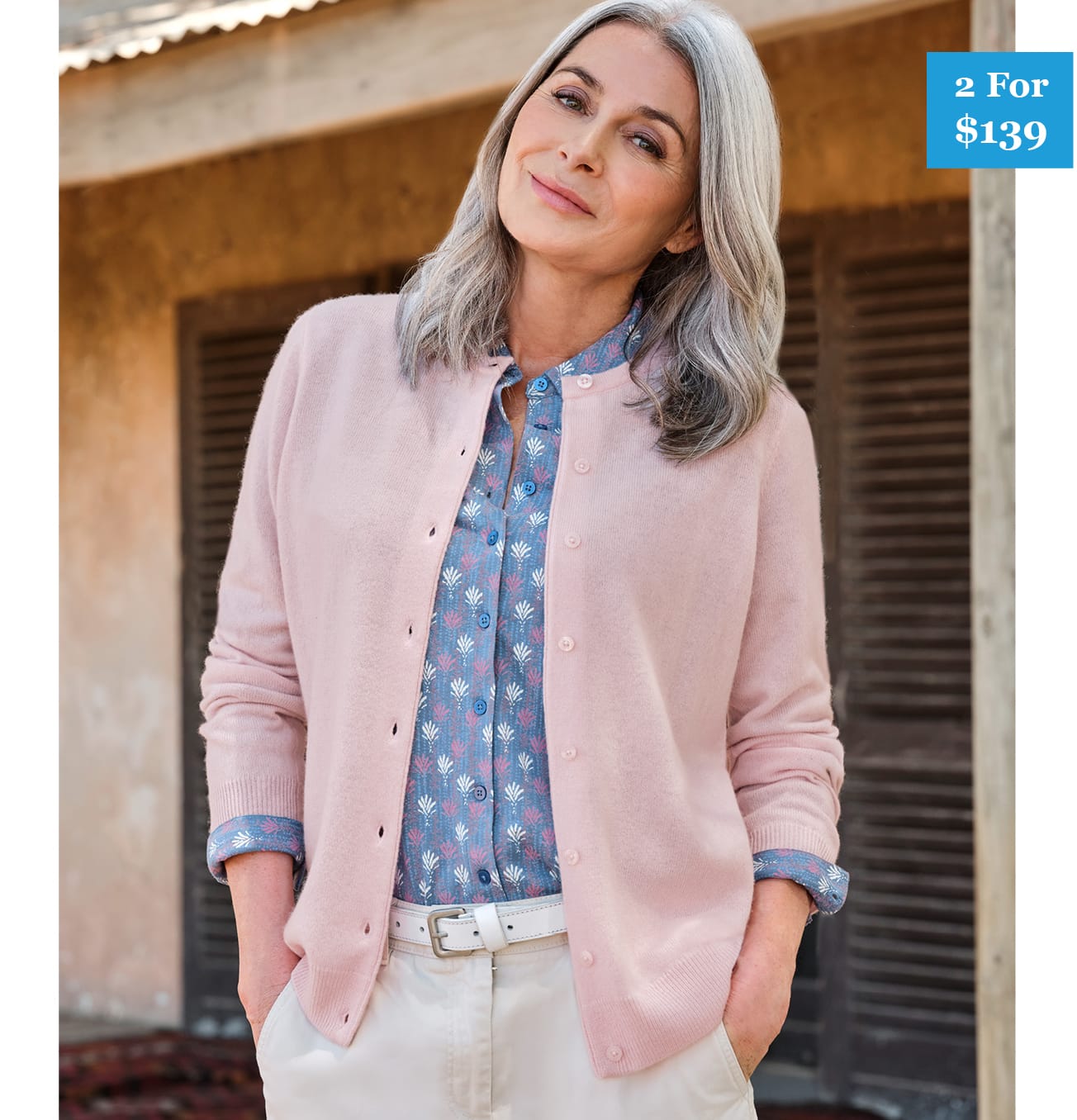 Cashmere Merino Crew Neck Cardigan
