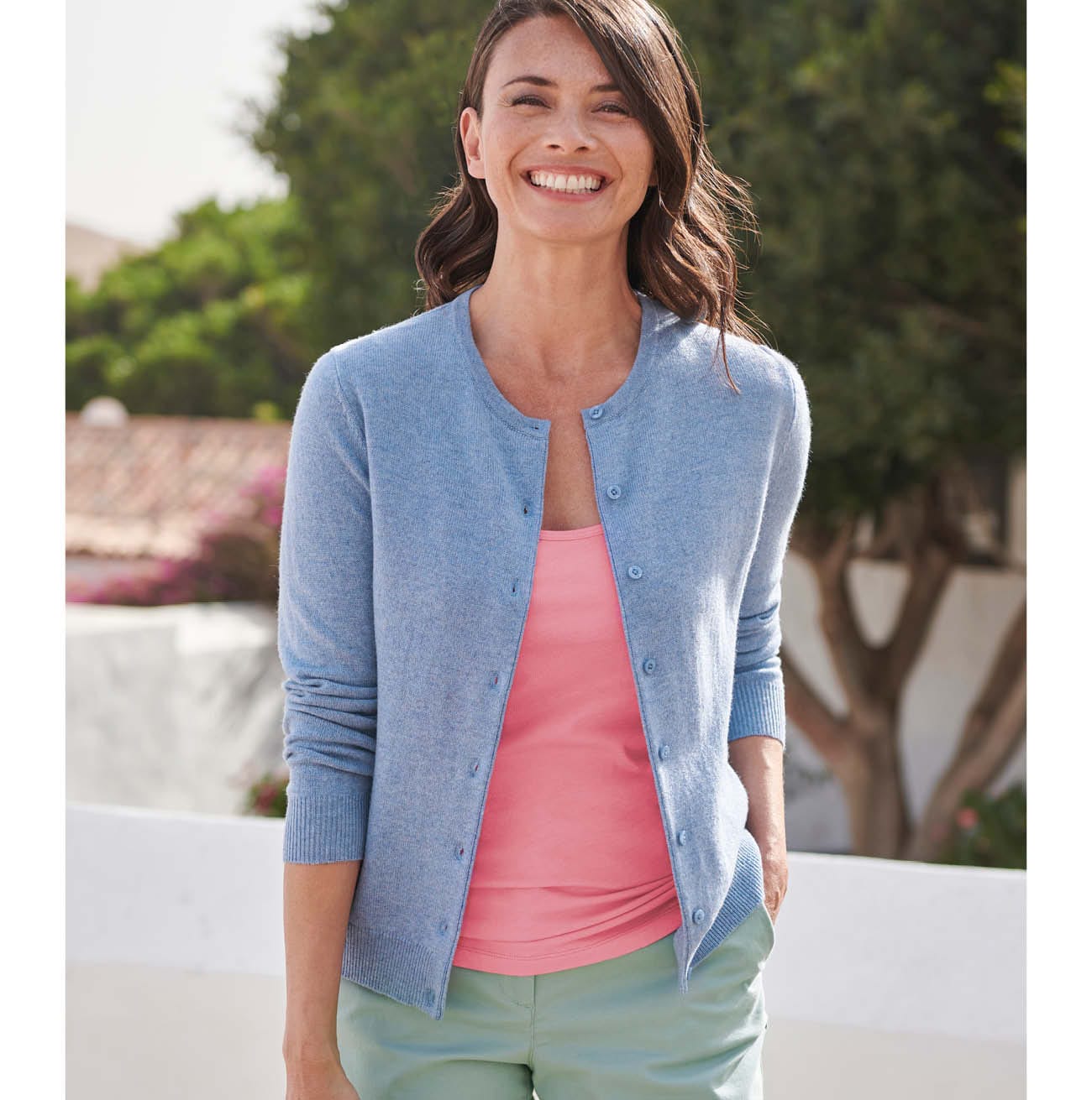 Cashmere Merino Crew Neck Cardigan