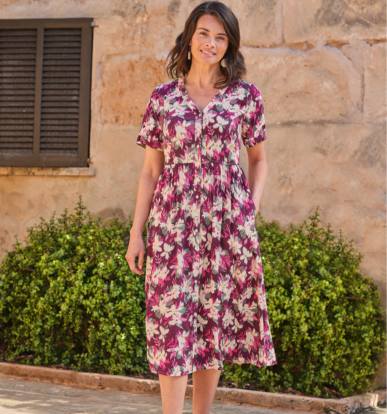 Viscose Button Through Dress