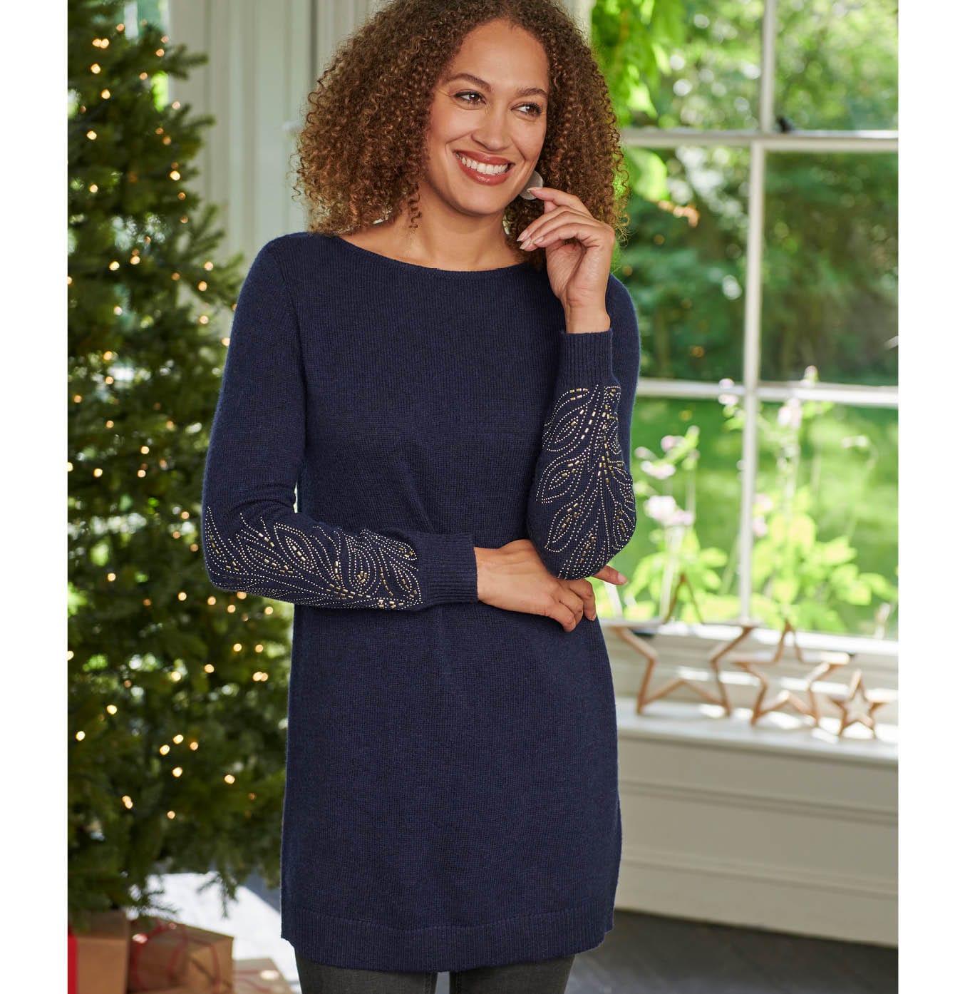 Boat Neck Tunic With Sleeve Detail