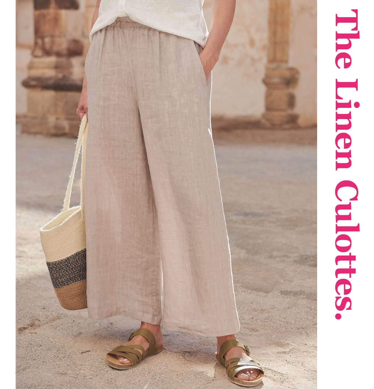 Elasticated Waist Linen Culottes