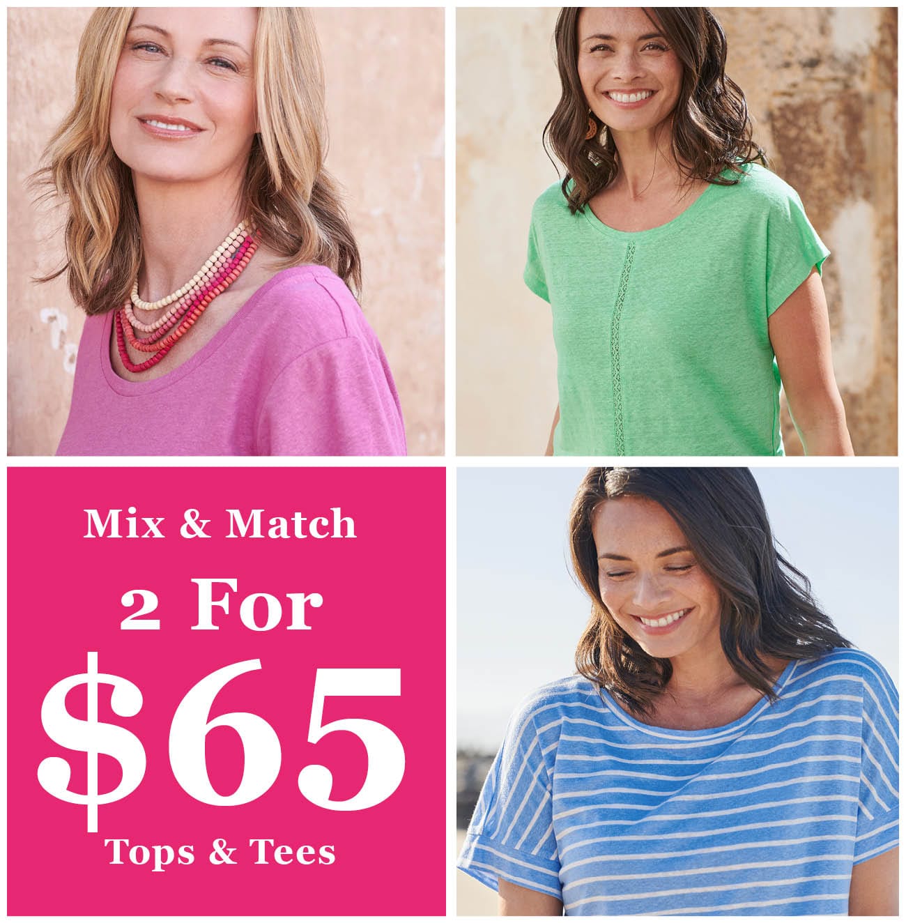 2 for $65 Tops & Tees