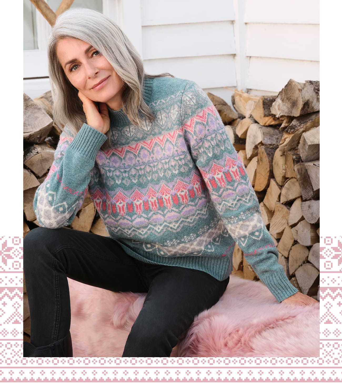 Turtle Neck All Over Fairisle Sweater