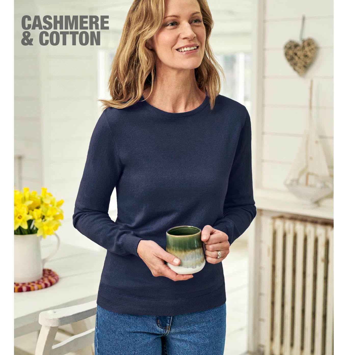 Cashmere and Cotton Crew Neck Sweater